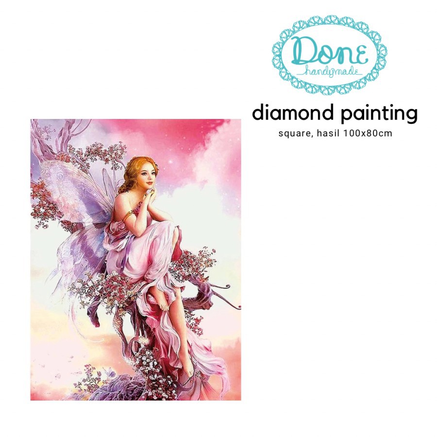 Ready stock diamond painting fairy pink fairy peri home decor