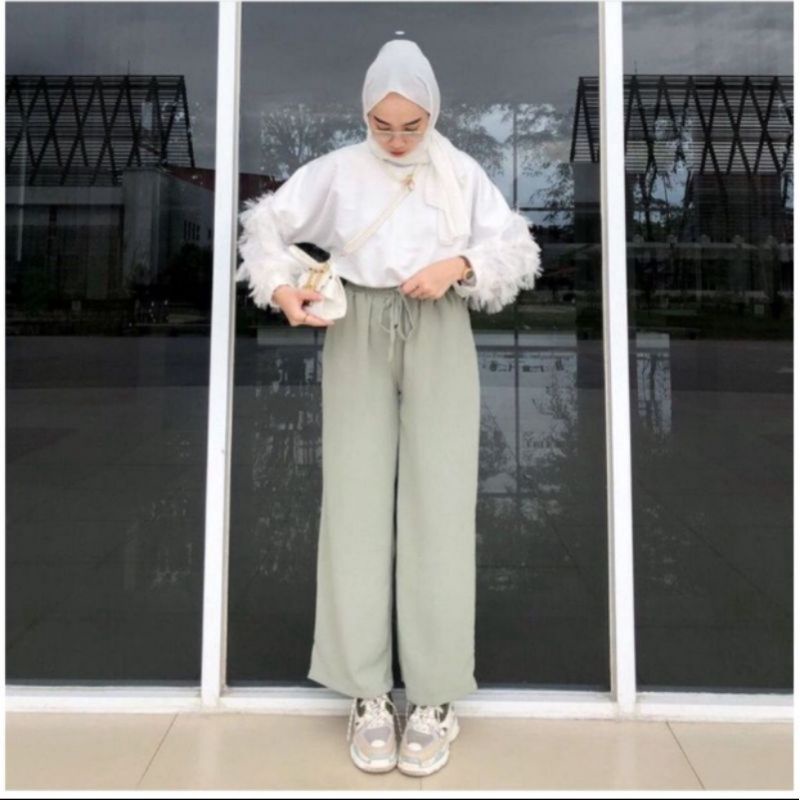 kulot wanita crinkle-matcha