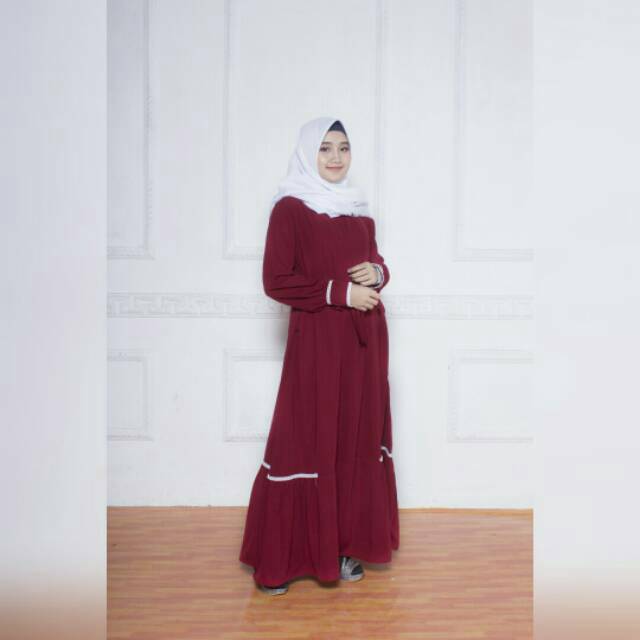 Mahira Dress Gamis Wolfis Rempel Renda Rajut Original Alsava