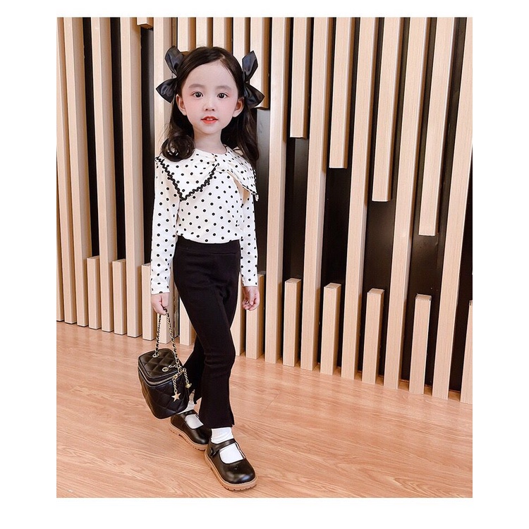 (LOLI-JKT) BS-134 STELAN ANAK CEWEK PITA POLKA CREAM 100-140