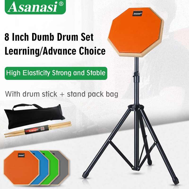 Set Drum Pad Bahan Karet Kayu Ukuran 8 Inci Dengan bracket Bold