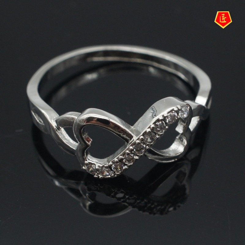 [Ready Stock]Creative Double Love Diamond Ring