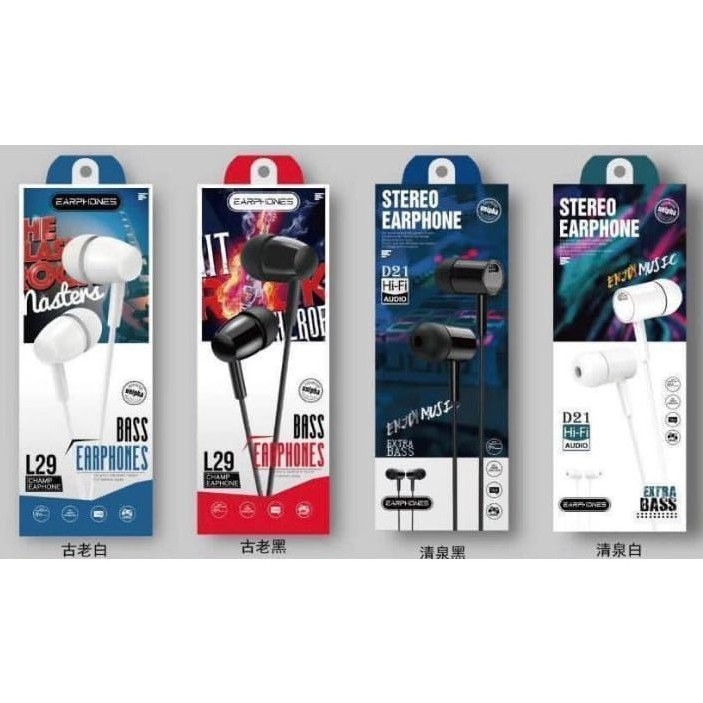 Handsfree Headset HiFi D21/L29 Earphone In Ear Wired 3.5mm Super Mega Bass Murah