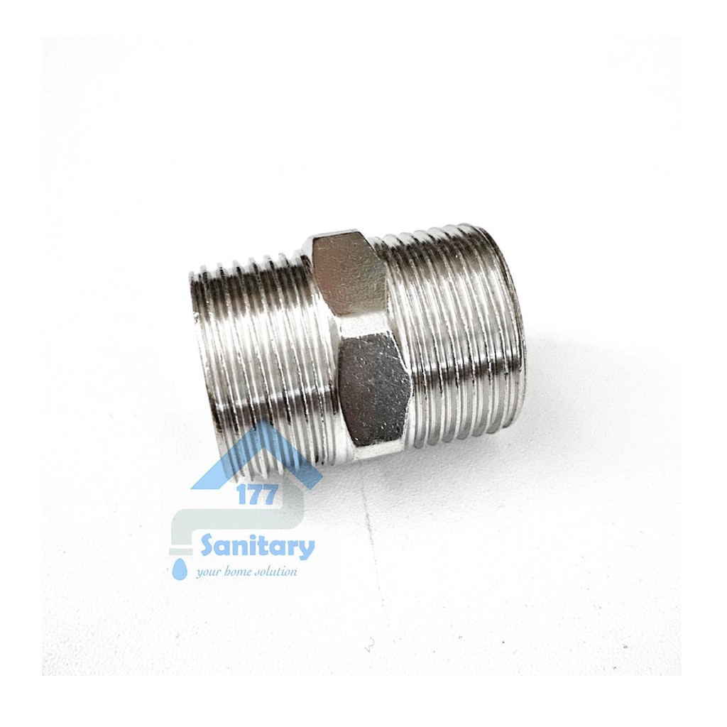 Double nepel stainless 3/4 inch DN234- dobel naple spare part pasang keran air stenlis fitting mur sambungan pipa kran air /K14