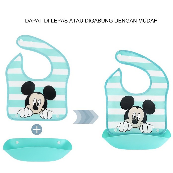 Slabber DISNEY bayi karet celemek makan bayi karet silicone baby bip anti air kombinasi ORI