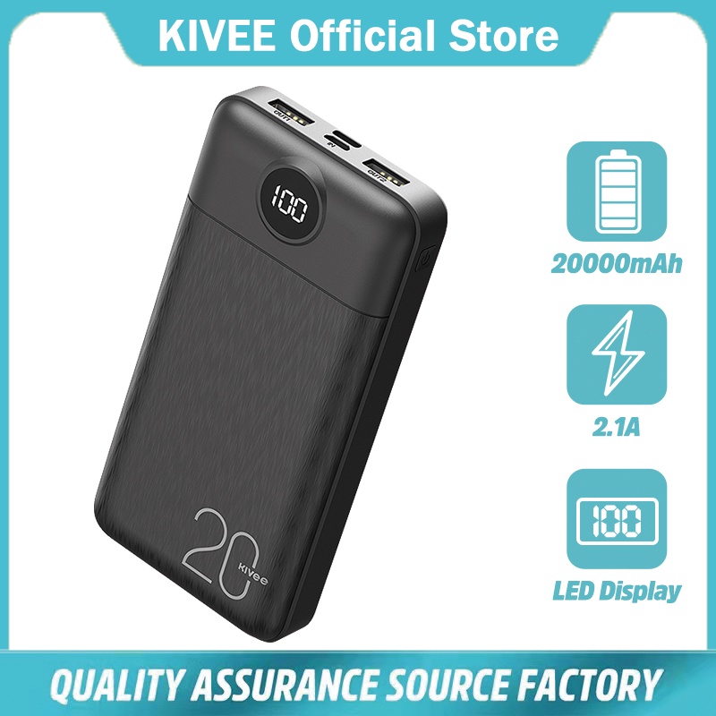 (HOT）KIVEE 5 Warna Powerbank 20000 mAh Fast charging Power Bank 10000 mAh mini Tipis ringan portabel