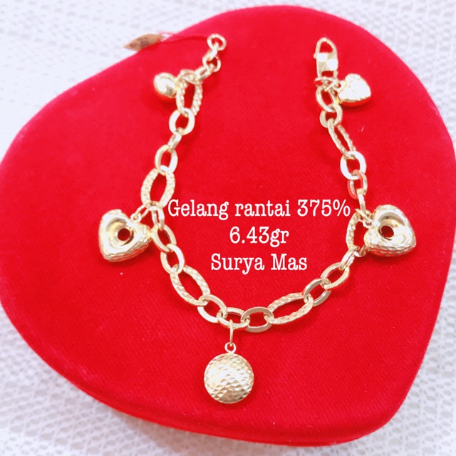 Gelang rantai emas 375%
