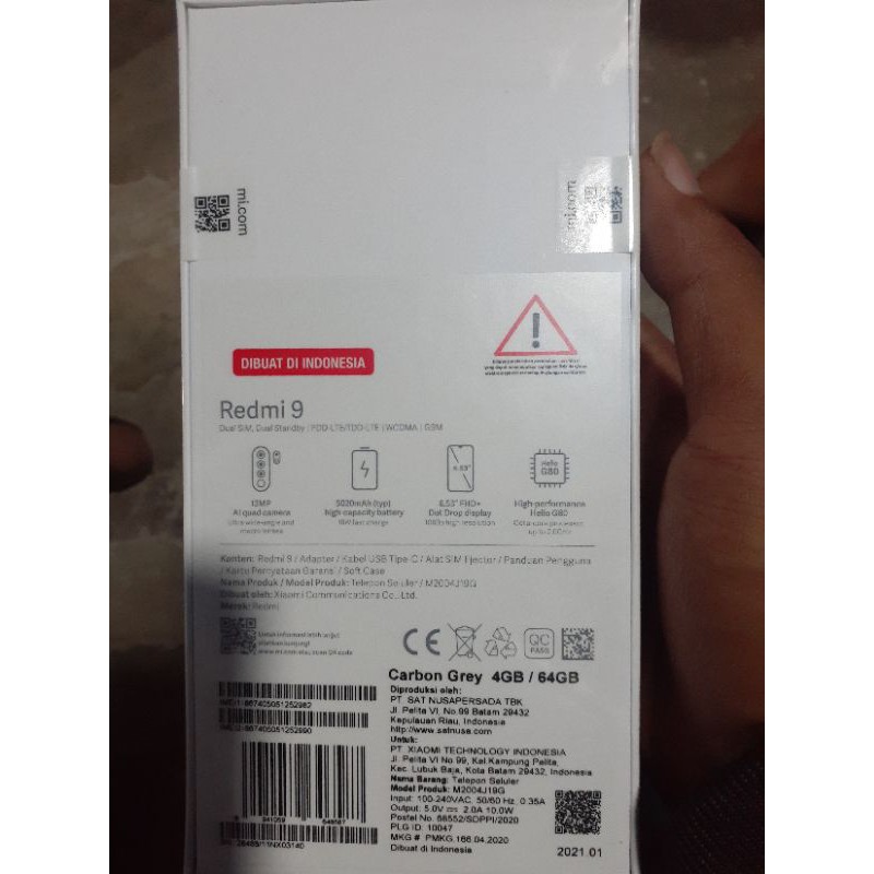Xiaomi REDMI 9 4/64 RAM 4GB INTERNAL 64GB RESMI