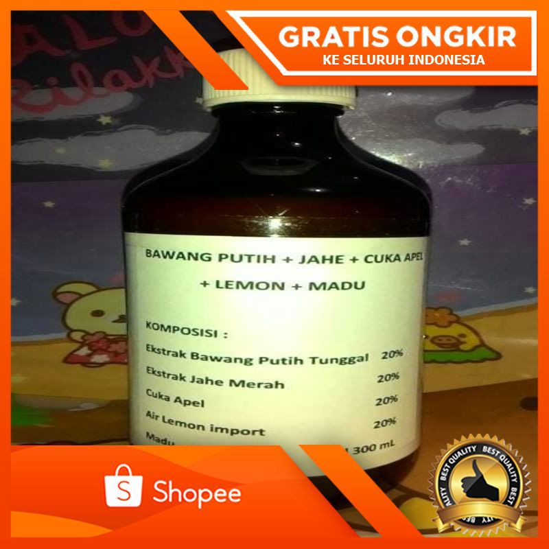 

HARGA SPESIAL Bawang putih tunggal+Jahe+Cuka Apel+Lemon+Madu *300 mL