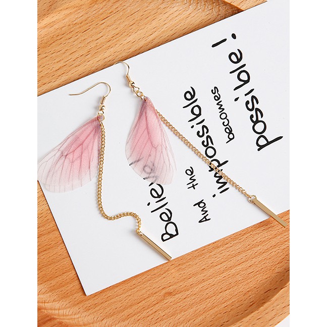 LRC Anting Gantung Fashion Pink Wing Shape Decorated F07201