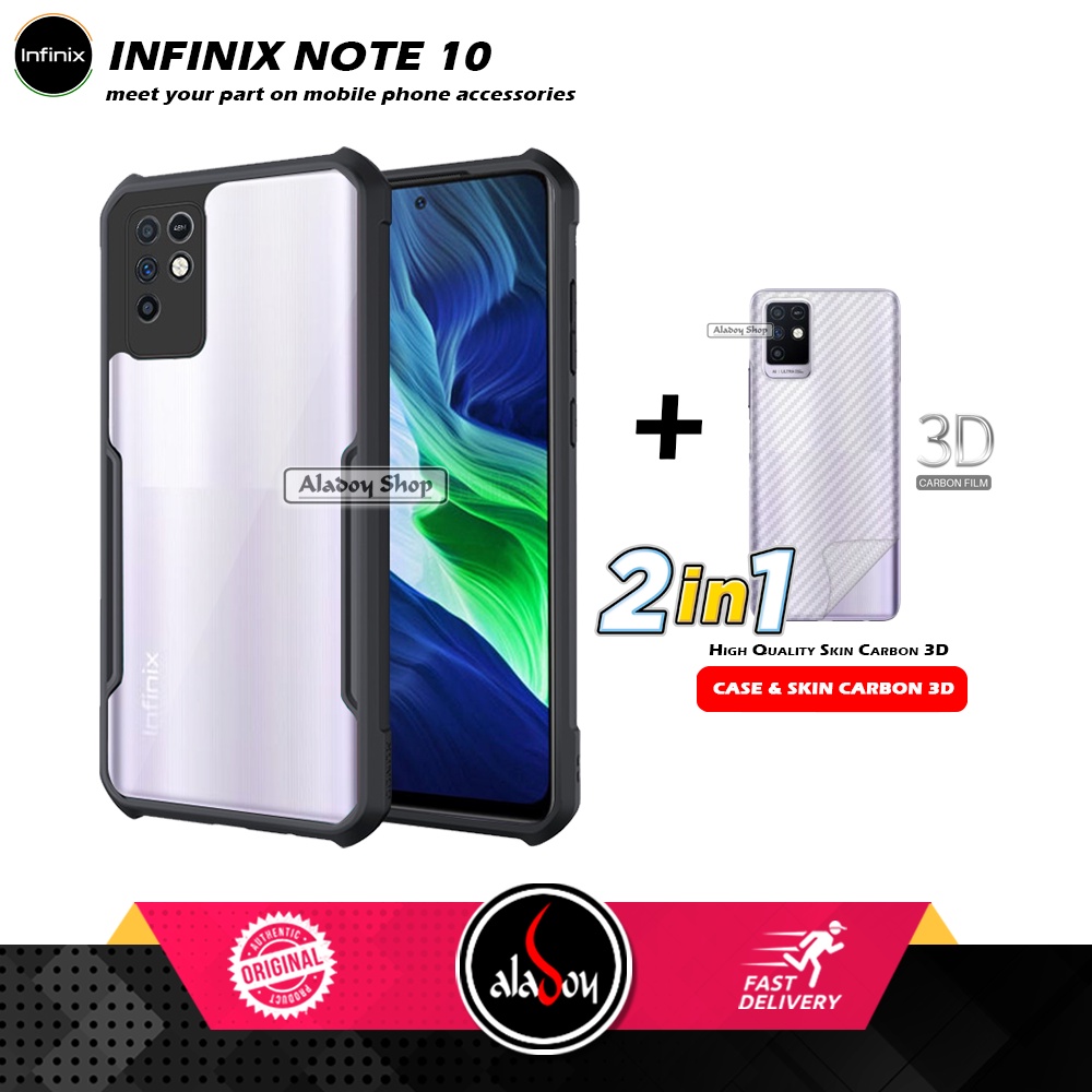 Case INFINIX NOTE 10 Armor Fusion Transparent Casing Free Skin Carbon 3D