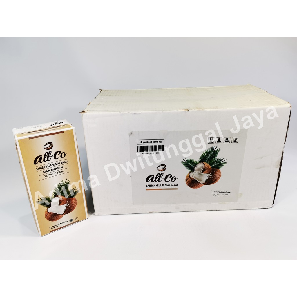 Santan Murni/Santan Kelapa Kental/Coconut Cream All-co 12X1 Ltr - Karton