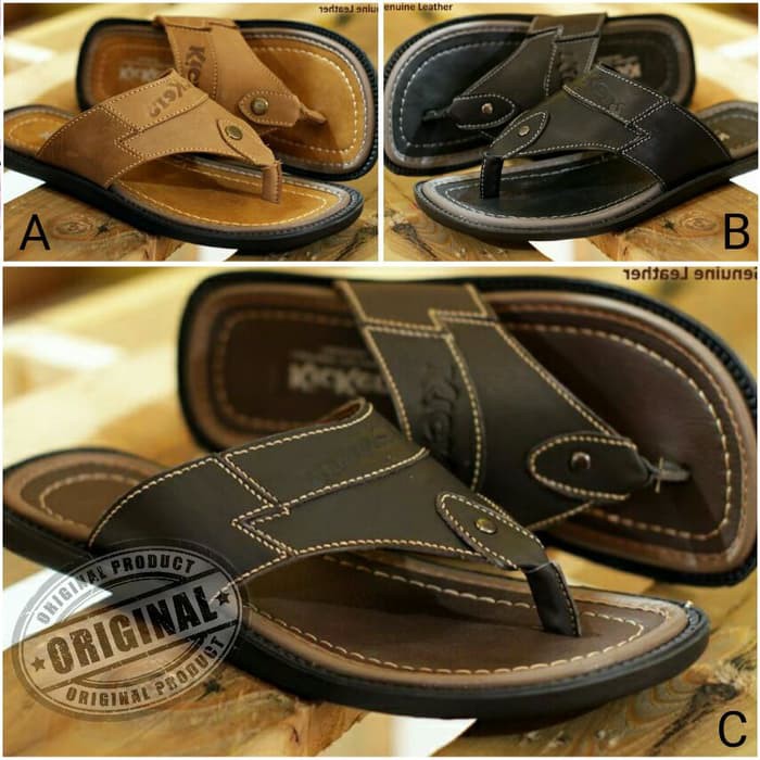 Unik SANDAL SENDAL JEPIT PRIA KULIT ASLI - Hitam, 39 terbaik