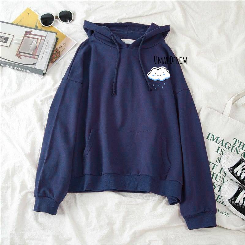 Cloud Rain Sweater Hoodie Wanita Kekinian Korea l Sweter bahan fleece tebal