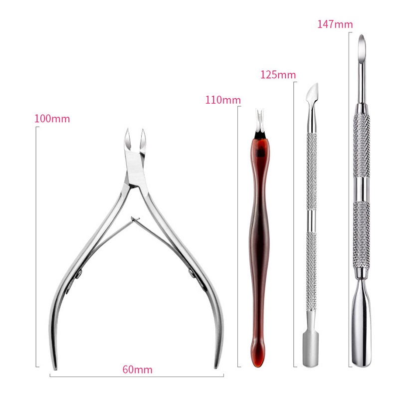 1 set 4/7/10/22 pcs alat manicure kutikula pendorong nipper alat manikur