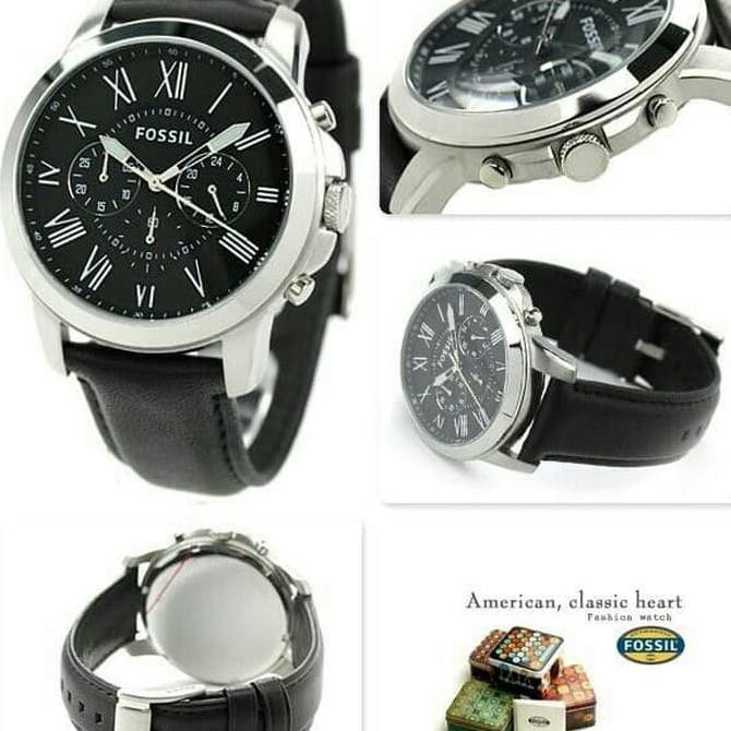 Super Sale Fossil FS4812 Grant Chronograph Black Leather Strap Ready Stock