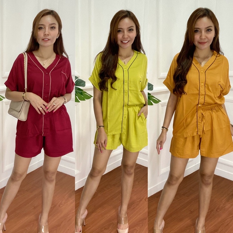 PIYAMA SET ONE SET SETELAN RAYON TWILL RAYON CRINCLE PREMIUM BAHAN ADEM NYAMAN