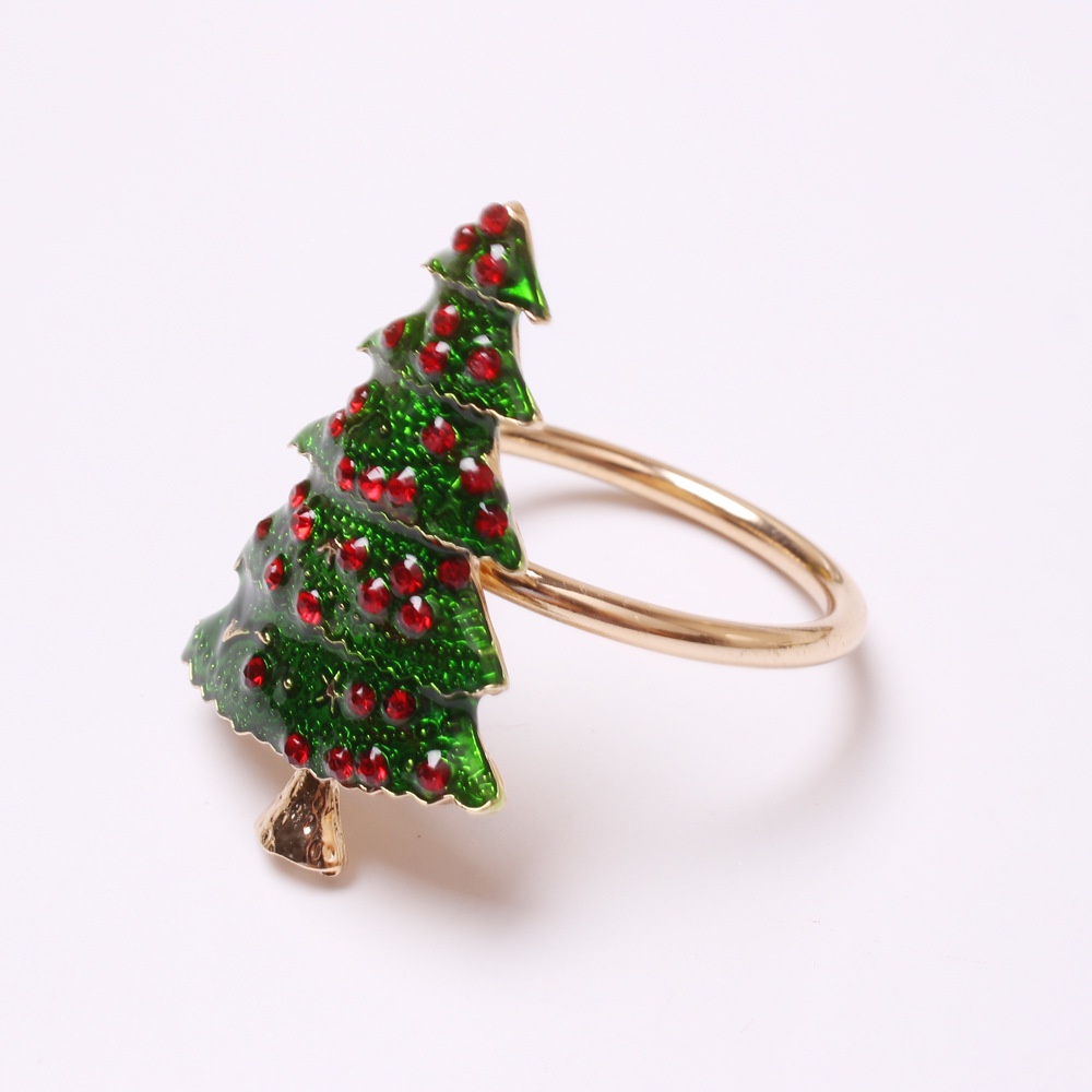 [ Metal Christmas Tree Napkin Rings   Home Decor Accessories Circle  Decoration Gift ]