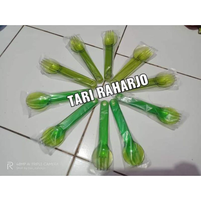 cutlery crystal set Tupperware sendok makan kristal hijau