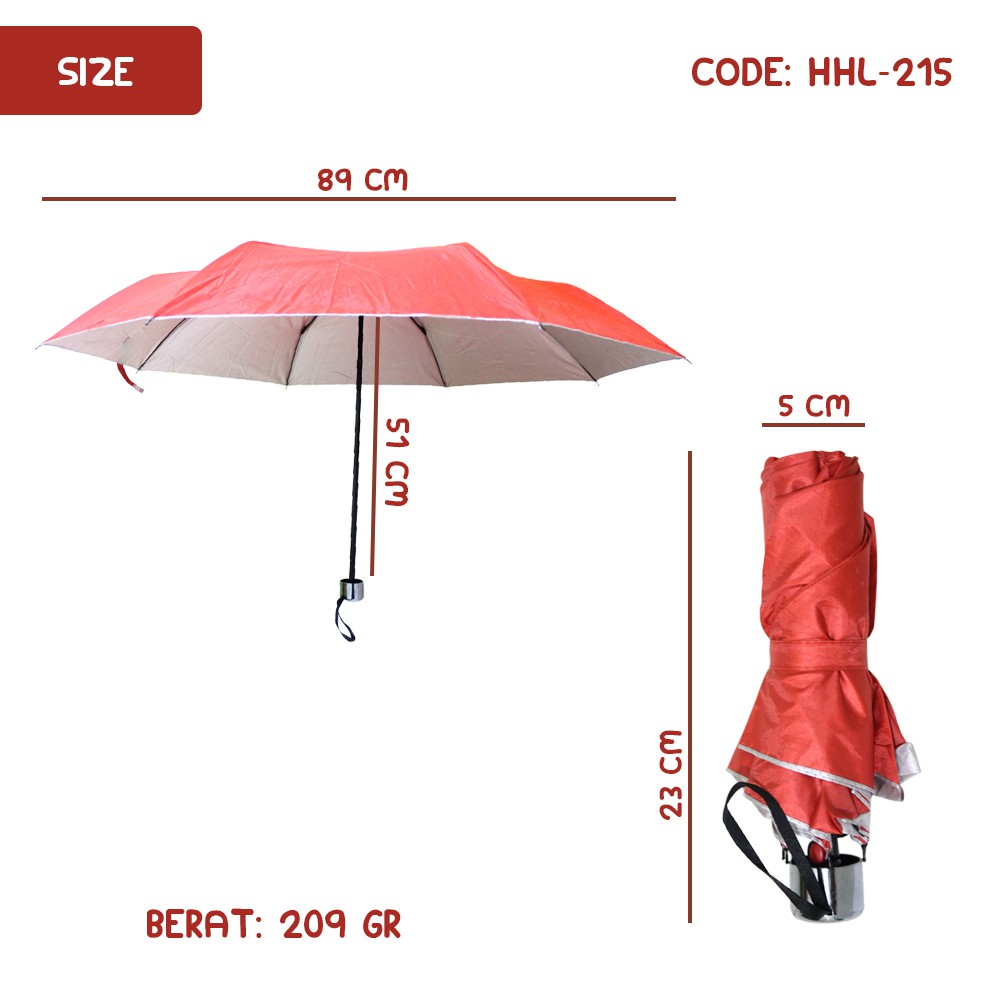 Payung Lipat SAKURA LIST SILVER Style Korea Jepang Trendy Umbrella Unik - HHL-215