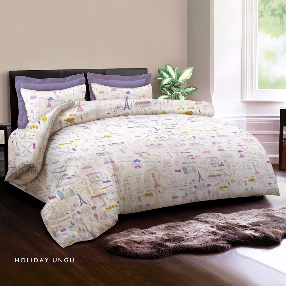 Sprei King Rabbit - Holiday Ungu Uk. 160/180 x 200