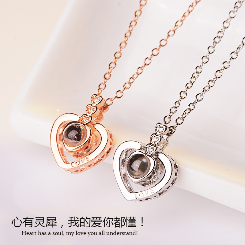 [Ready Stock]Fashion 925 Silver Plated Elegant Heart-Shaped Pendant Clavicle Chain