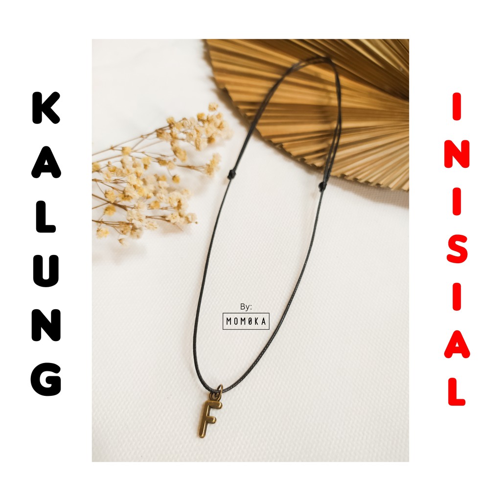 [KALUNG INISIAL] Kalung Nama Huruf Abjad Alfabet Tali hitam coupel couple Pria Wanita aesthetic wate