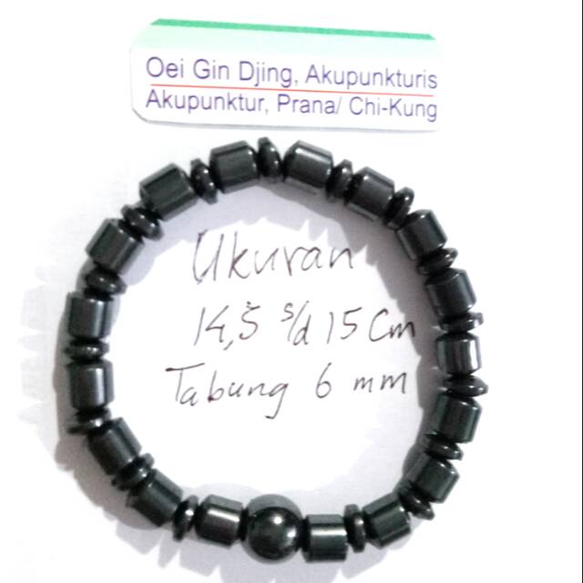 Gelang Tasbih Kesehatan, Batu Magnet Hematite, Tabung cakram 6 mili