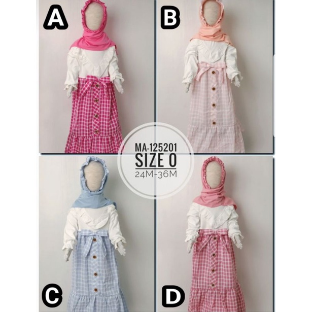 Gamis Baju Muslim Anak Perempuan Kombinasi Kotak Kotak