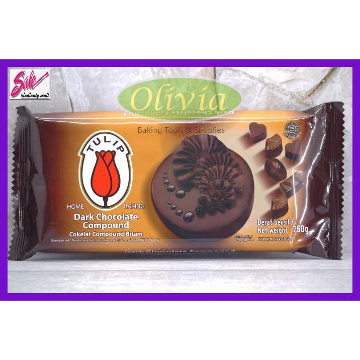 

SAKMACOKLAT- COKELAT BLOK / COKLAT BATANG / DARK CHOCOLATE COMPOUND TULIP 250 GR -MAKANAN-MINUMAN.