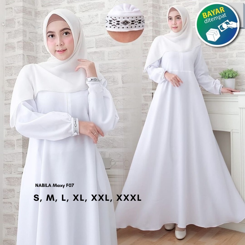 GAMIS PUTIH Modern Gamis Syari Gamis Putih Wanita Gamis Putih Jumbo terbaru 2022 Gamis Putih Murah Gamis manasik Gamis Putih Terbaru  Gamis Putih Polos Fashion Muslim Ukuran Xs.S.M-L-XL-XXL-XXXL-1