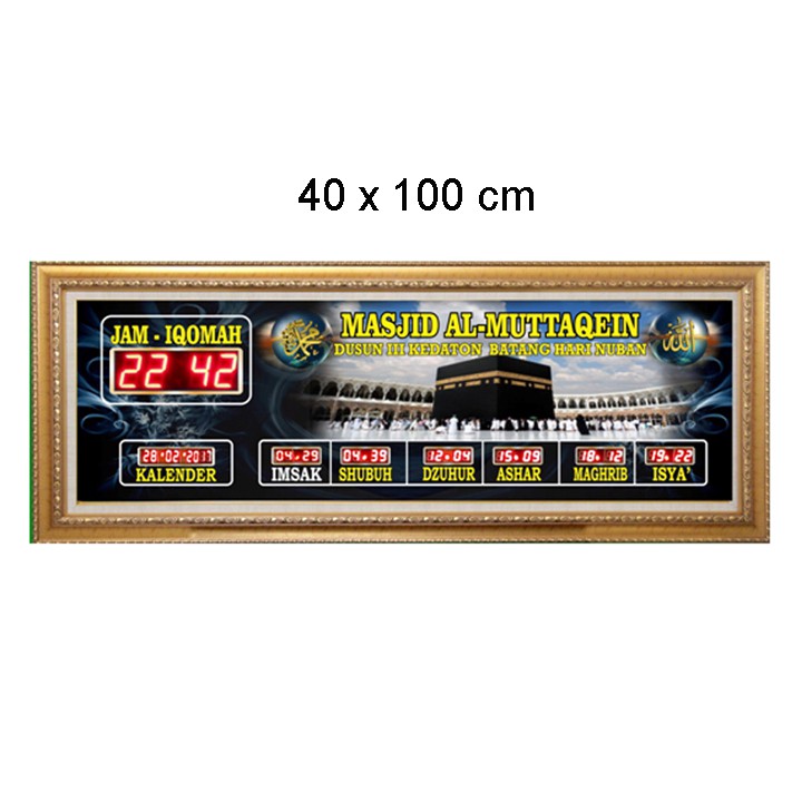 JAM MASJID DIGITAL JAM ADZAN JADWAL SHOLAT CUSTOM NAMA 40 x 100 cm