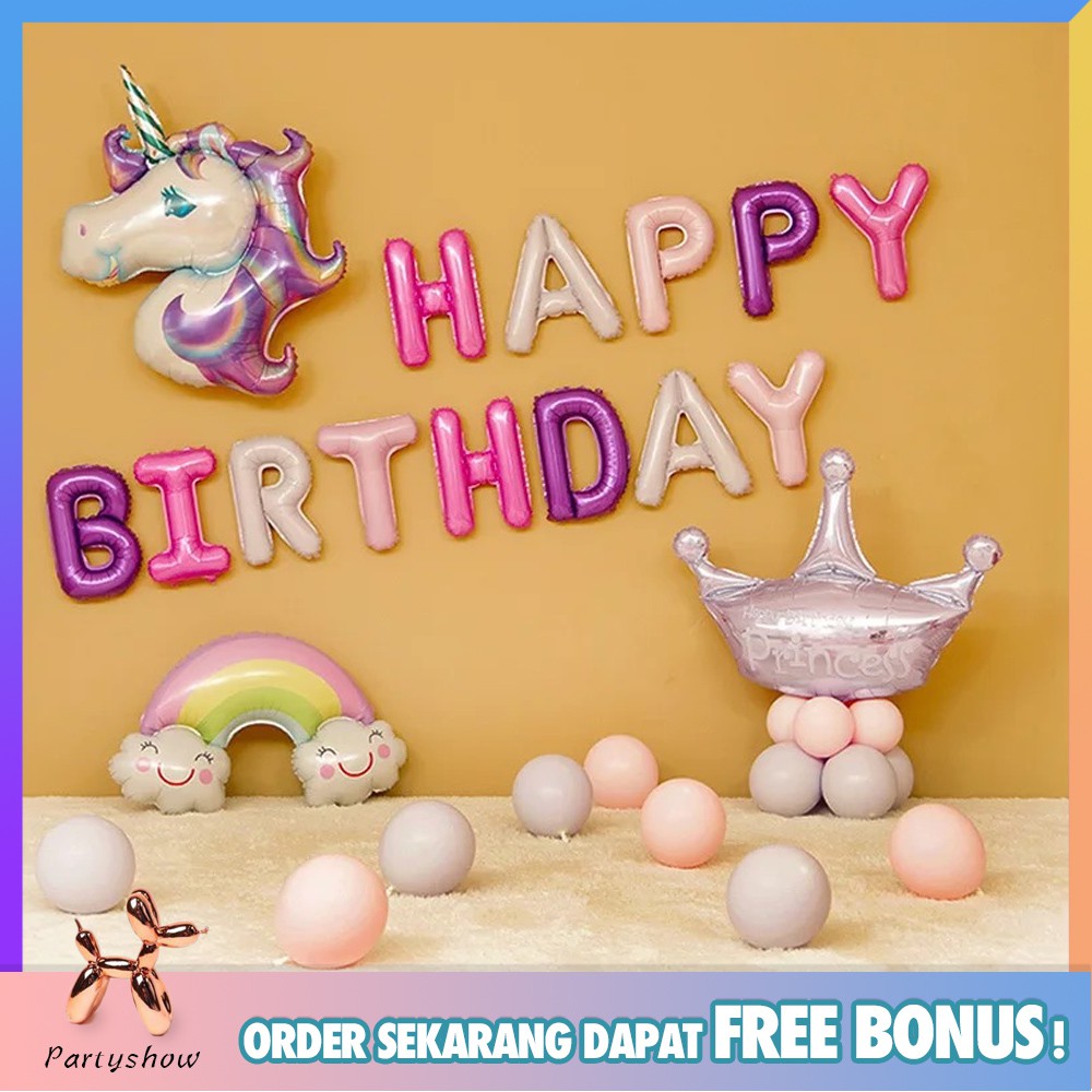  Unicorn  Paket Balon Foil karakter dekorasi  ulang tahun 