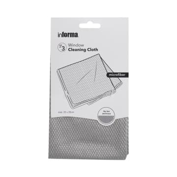 INFORMA Kain Lap Jendela 35x35 Cm Set 3 Pcs Microfiber - Abu-abu