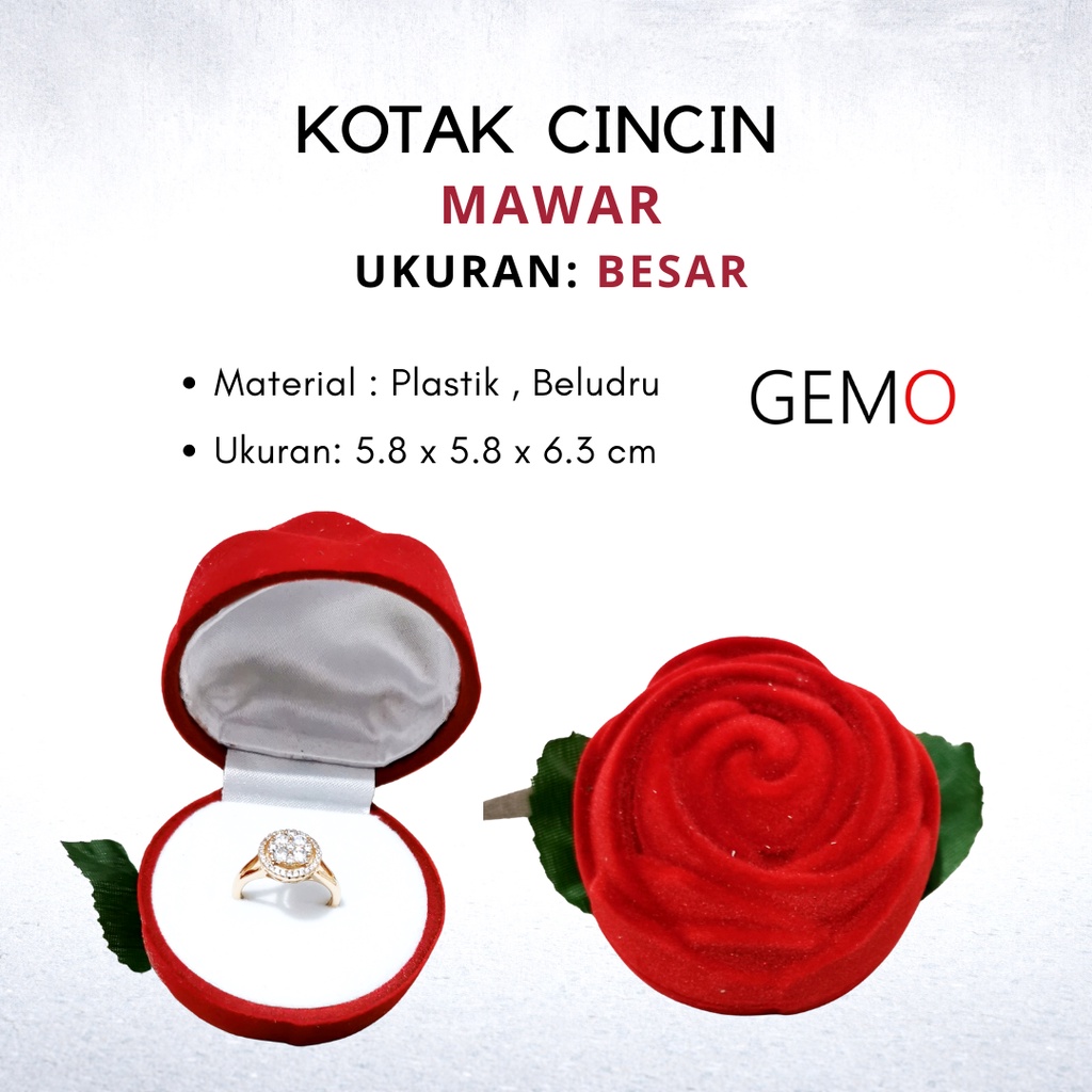 Kotak Cincin Bentuk Mawar / Ring Box Unik Lucu Tersedia Pilihan Tiga Warna Tempat Perhiasan Jewelry Lucu Unik Murah untuk  Seserahan / Akad Pernikahan / Hantaran Tunangan Nikah Kawin cocok untuk Aksesoris Emas Berlian / Perak Permata Akik yang Berharga