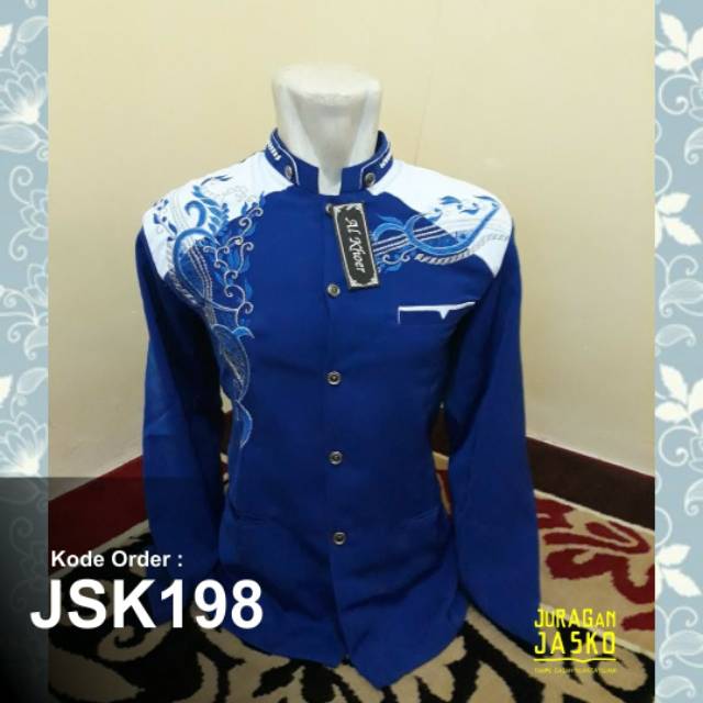 Jasko biru putih bordir al khoer