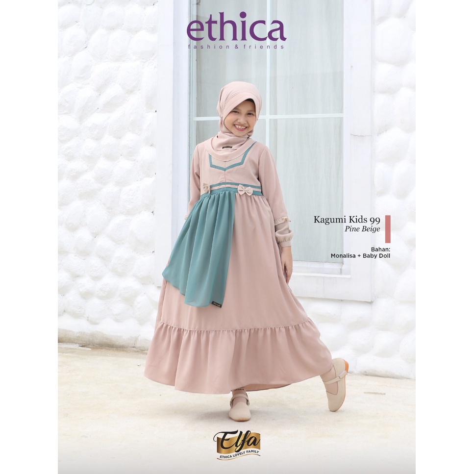 READY SIAP KIRIM | HB - KAGUMI KIDS 99 PINE BEIGE | GAMIS ANAK SET HIJAB BY ETHICA TERBARU