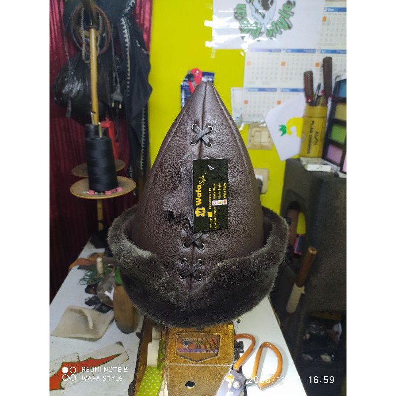 Topi Kulit Asli - Topi Pria Topi Garut -  TOPI OTTOMAN ERTUGRUL TURKI TINGGI 27 CM - Peci sufi turki