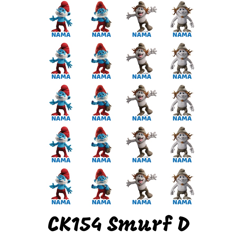

Sticker Nama Cutting Label Waterproof Tahan Air Smurf D (CK154)