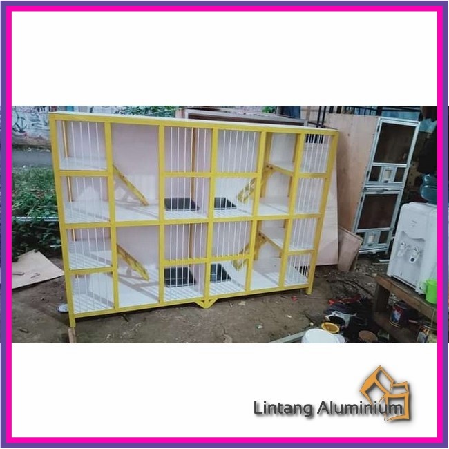 Kandang Kucing Aluminium/4 Kamar kuning