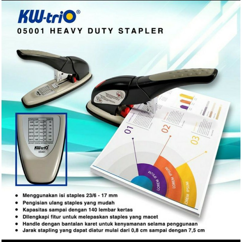 EFFORTLESS STAPLER Made in Taiwan KW-TRIO 5001, 150 halaman