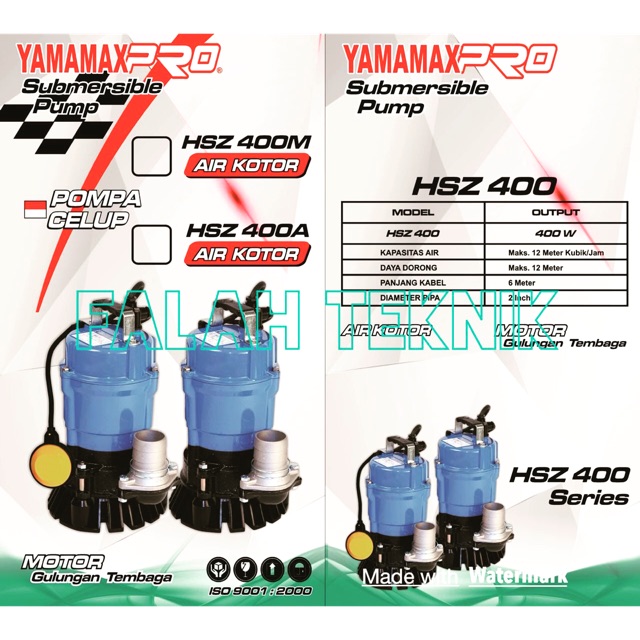 YAMAMAX PRO HSZ 400M dan 400APompa Celup Air Kotor Bersih HSZ 400
