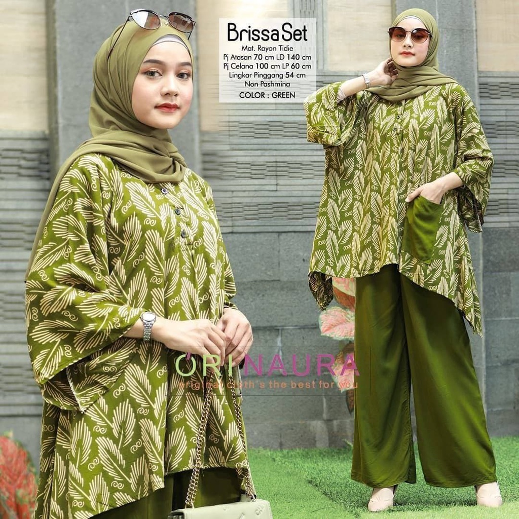 Brissa Set Jumbo - One Set Jumbo Waka Waka Brissa SET Setelan Wanita Rayon Premium  Set Celana Panjang Tie Dye Kekinian LD 140 cm
