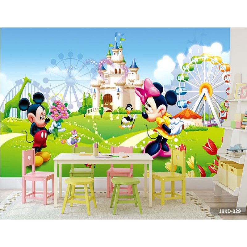 Wallpaper Dinding 3D Custom Mickey Mouse & Donald Duck (19KD-029)