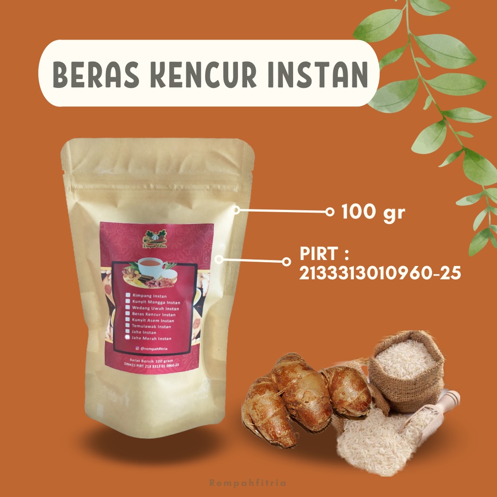 

Minuman Jamu Beras Kencur Kencor Instan bubuk Serbuk Tradisional Rempah Fitria 100 gr