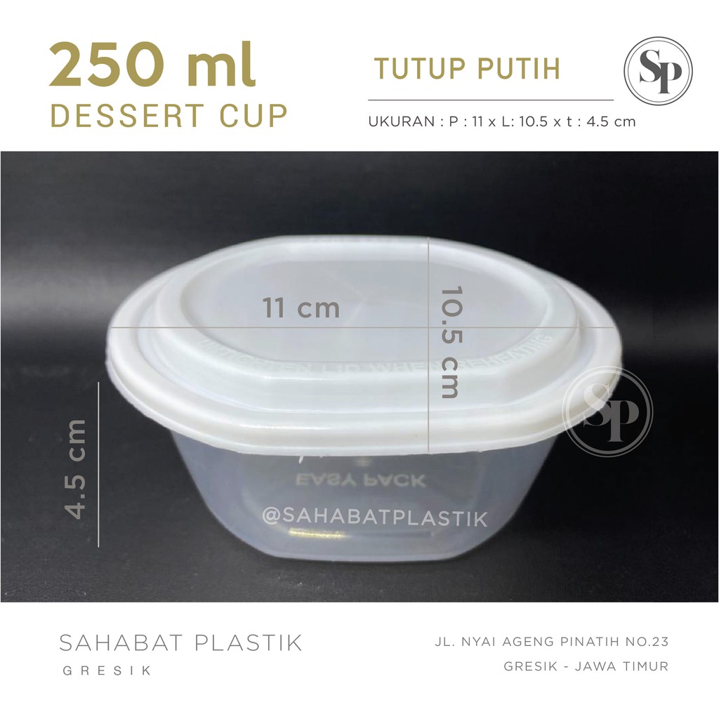 (25 PCS) DESSERT CUP + TUTUP PUTIH 250 ML + 400ML/ MANGKOK SALAD/Thinwall Bowl Easy Pack MO-250
