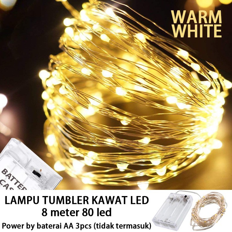 Lampu Natal LED Kawat Tembaga 80 LED A2 8 Meter