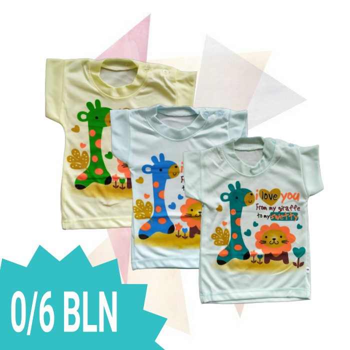 Baju Atasan Kaos Oblong Bayi Tangan Pendek 0-3 Bulan Newborn