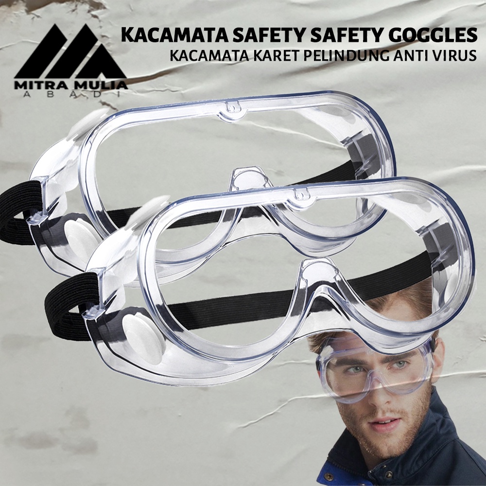 Kacamata Karet Pelindung Anti Virus l Safety Goggles Eye Shield APD