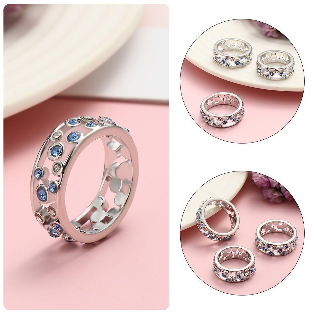 Lily 1PC Cincin Batu Biru Bahan Alloy Perhiasan Kepribadian Untuk Wanita